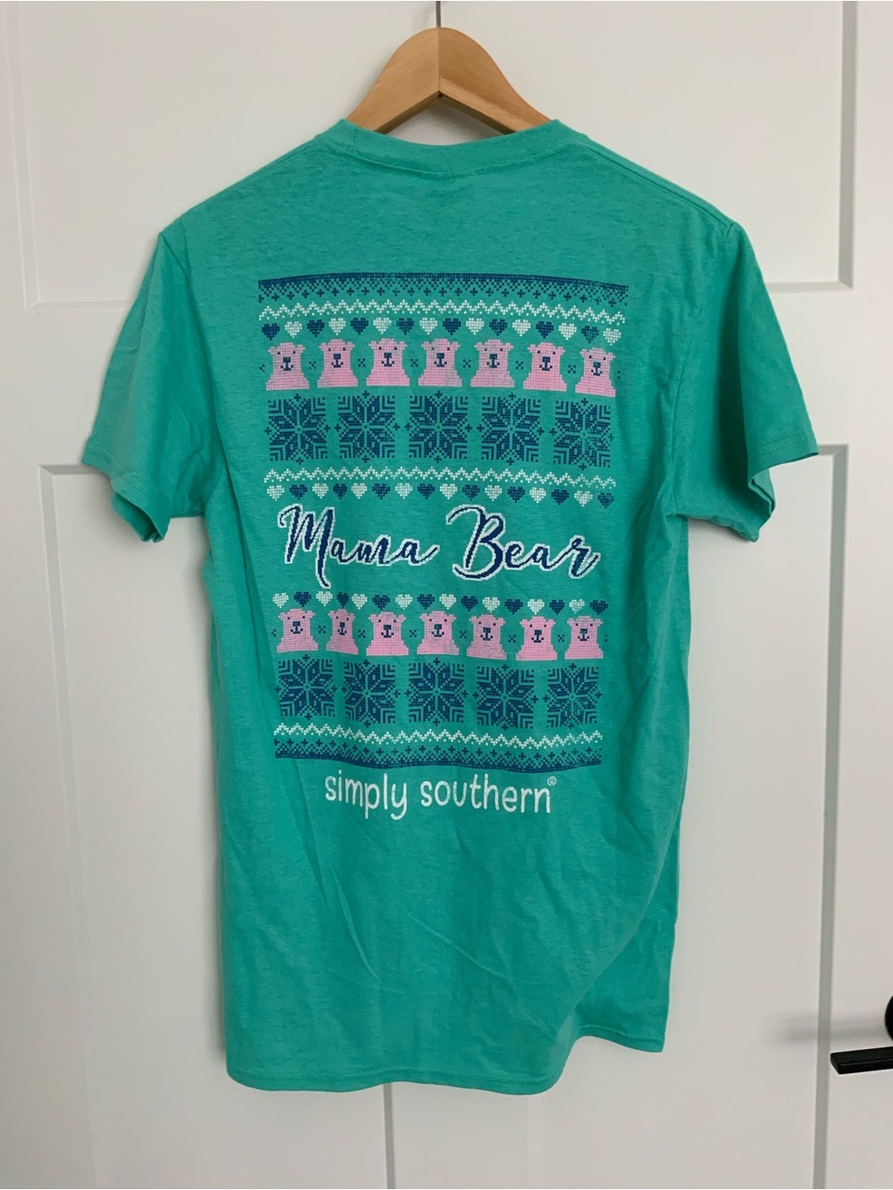 Simply Southern Teal Crewneck Graphic Tee Christmas New with Tag S